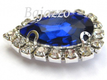 Strass Tropfen blau eingefasst